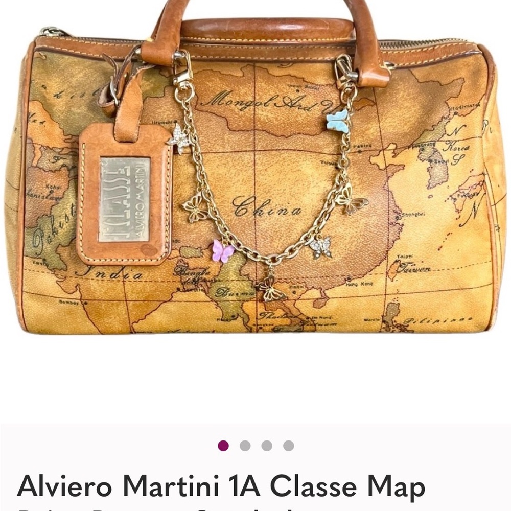 Alviero Martini 1A Classe Map Print Boston Satchel